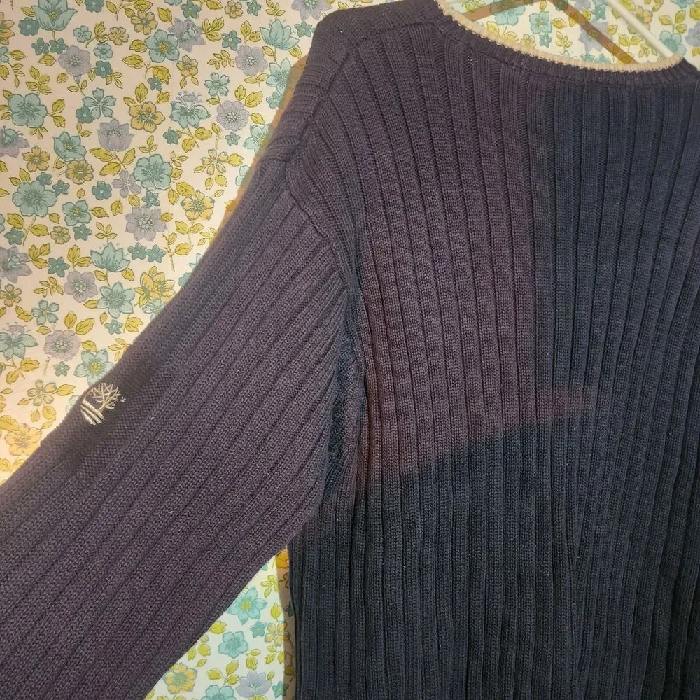 The‎ Vintage 90s Timberland 100% Cotton Ribbed Heavy Knit Sweater Vtg Navy